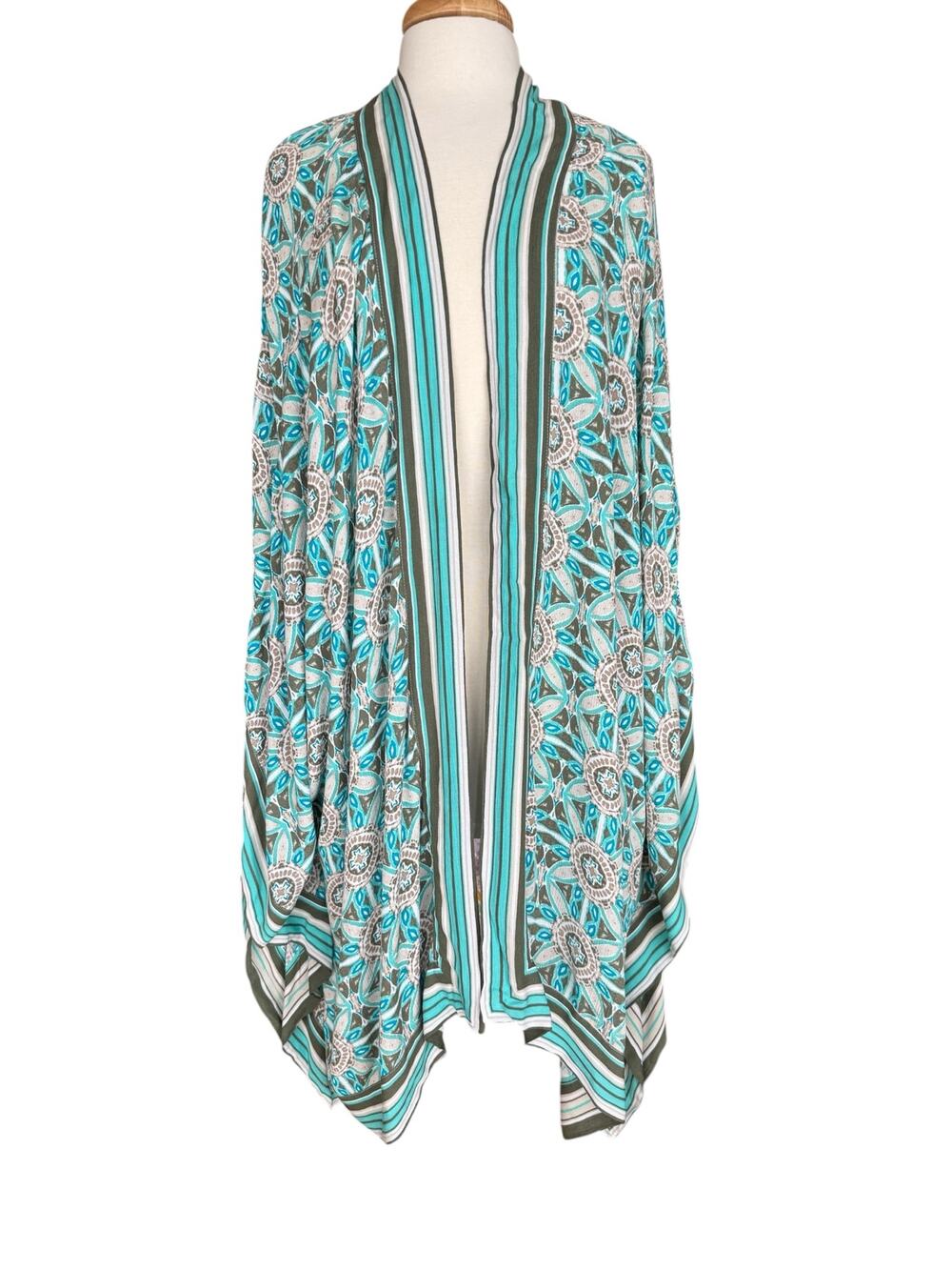 Catherines Plus Size Kimono Cover Up 4X 5X Paisley Swim Cover Beach Cardigan
